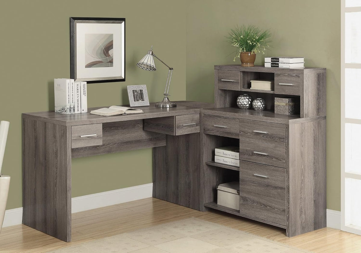 L-Shaped Corner Computer Desk with Hutch E2300