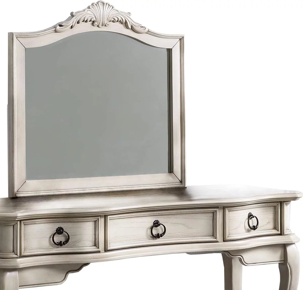 Antique White Vanity Set with Stool and Mirror B336549