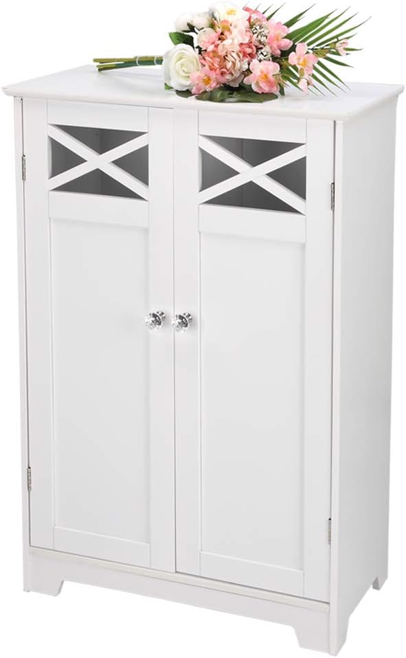 White Double Door Bathroom Cabinet P77003