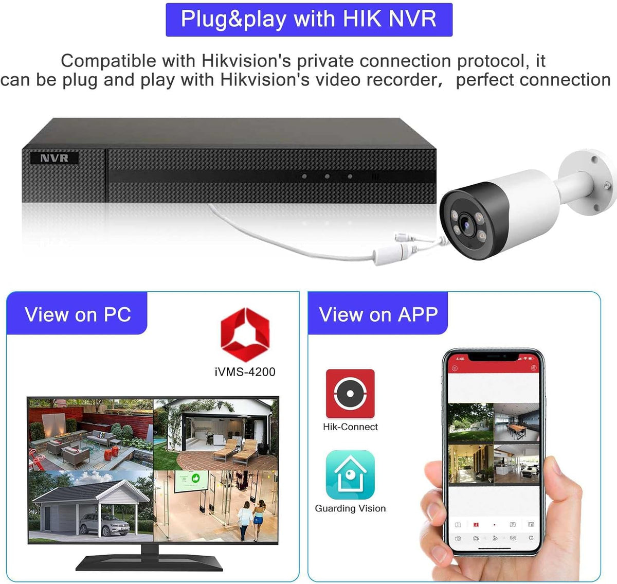 8MP Colorvu POE IP Camera with Mic, 4K Outdoor Bullet Security with 98ft Full Color Night Vision, 2.8 mm Fixed Lens, IP67 W603213