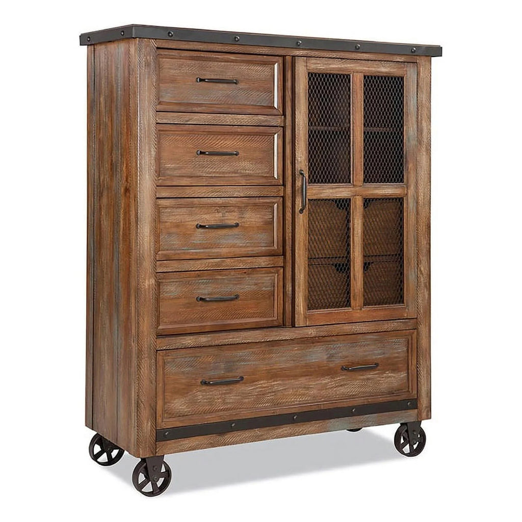 Brown 5-Drawer Wood Chest B4864