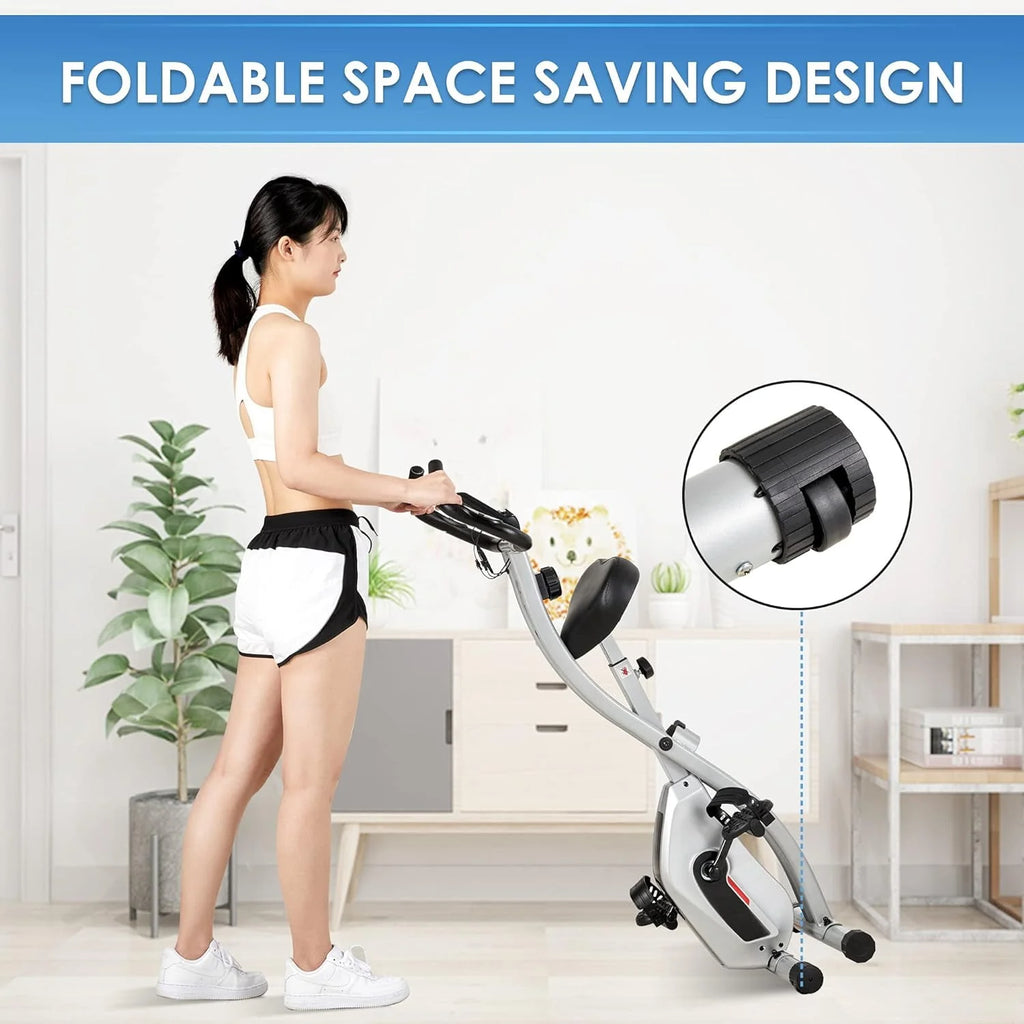 Folding Stationary Exercise Bike with LCD Monitor S989