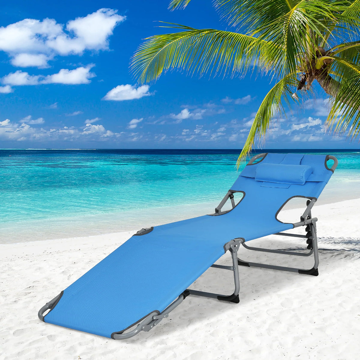 Pink Folding Chaise Lounge with Pillow F914348