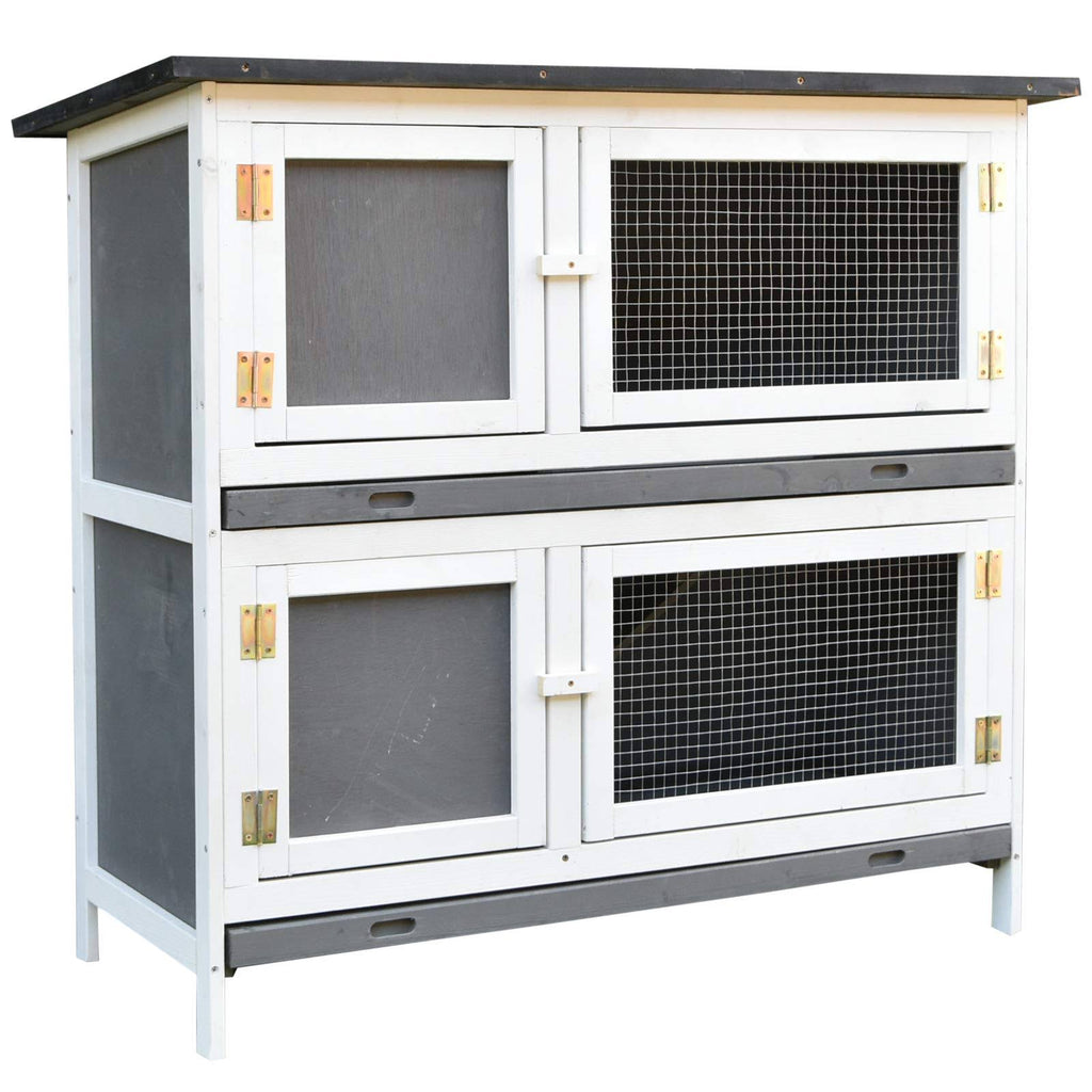 Solid Wood Rabbit Hutch with 2 Main Rooms G3613