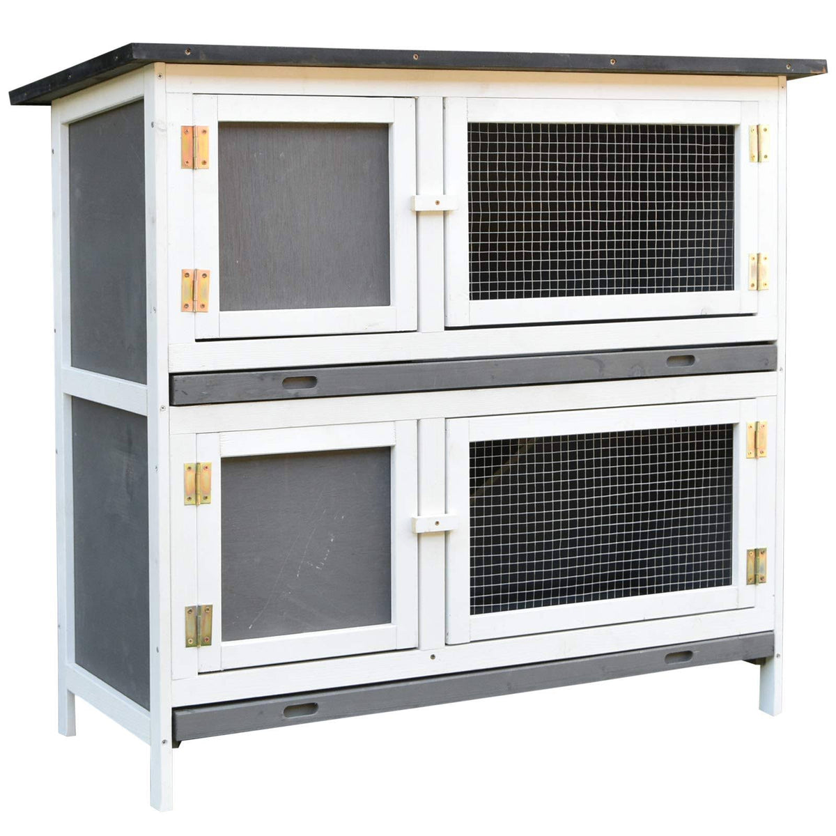 Solid Wood Rabbit Hutch with 2 Main Rooms G3613
