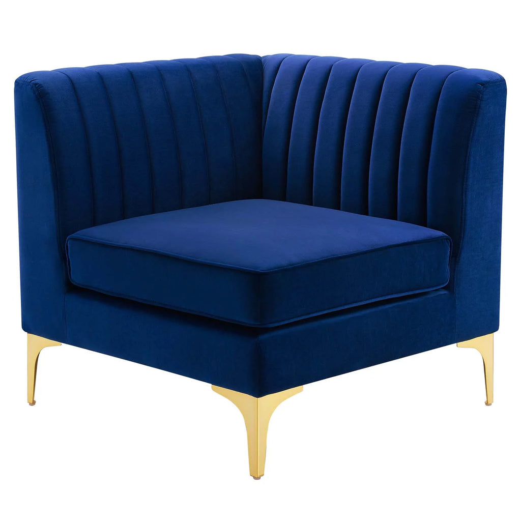 Blue Navy Velvet Tufted Loveseat Sofa F49732