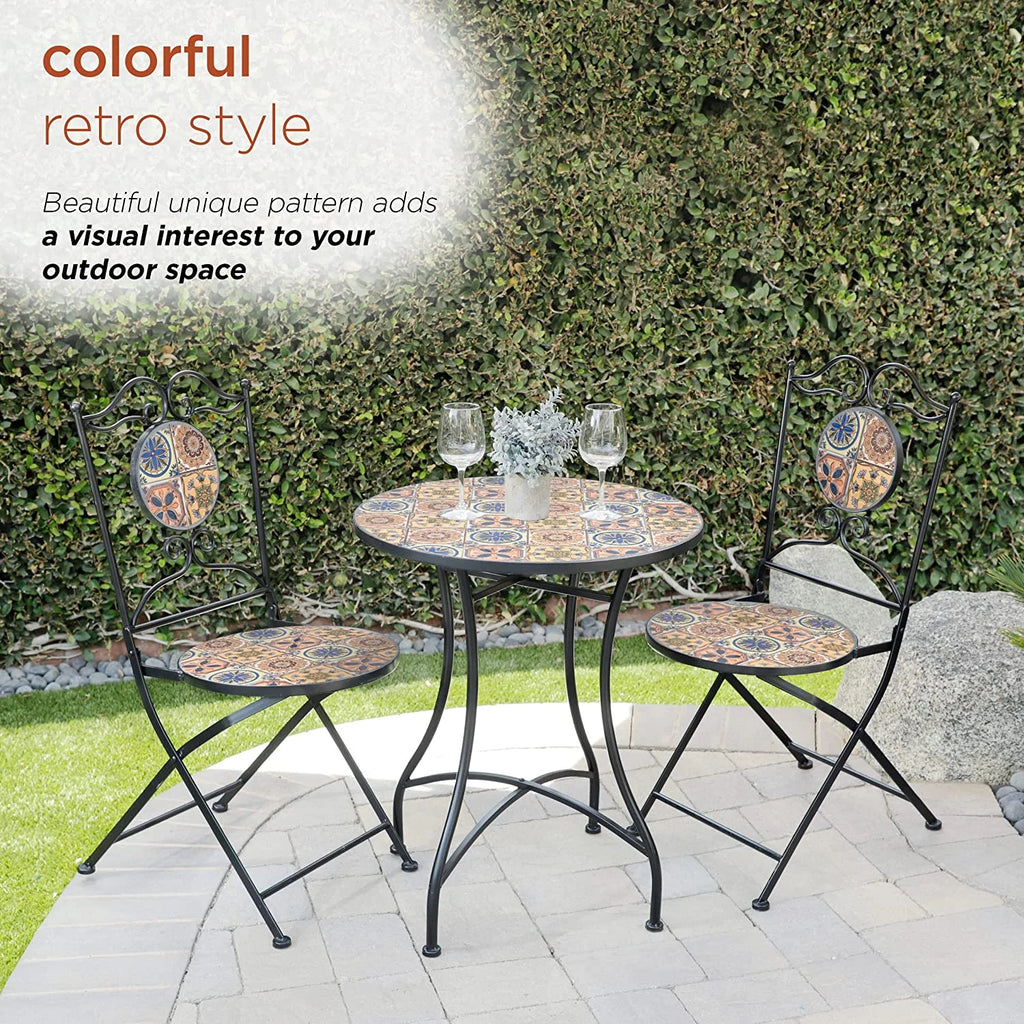 Multicolor Mediterranean Tile Design Table Chairs Patio Seating K184115