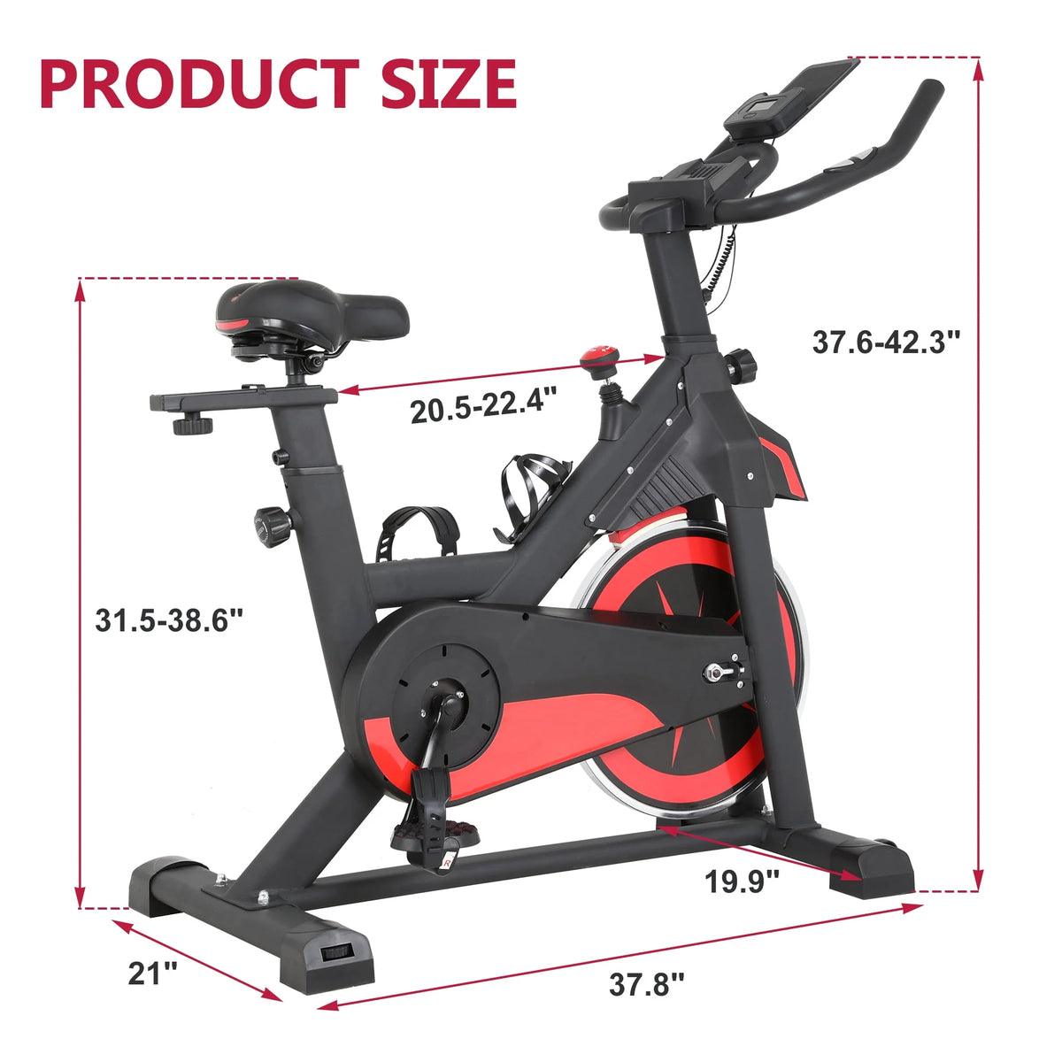 Recumbent Exercise Bike with Bottle Holder & LCD Heart Rate Monitor C95064