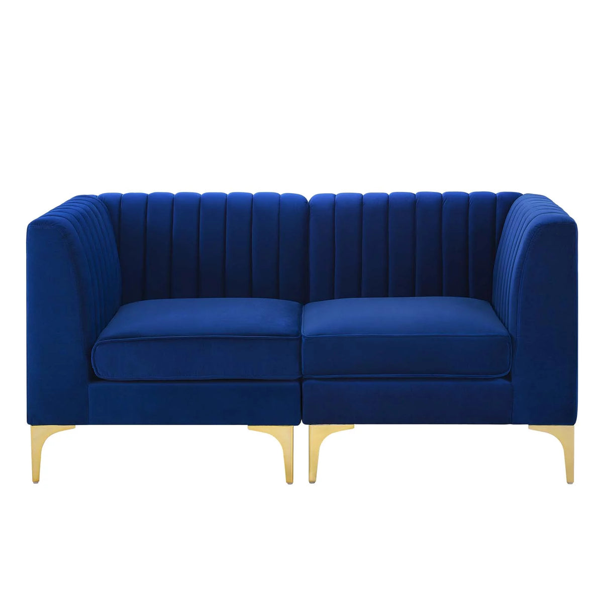 Blue Navy Velvet Tufted Loveseat Sofa F49732