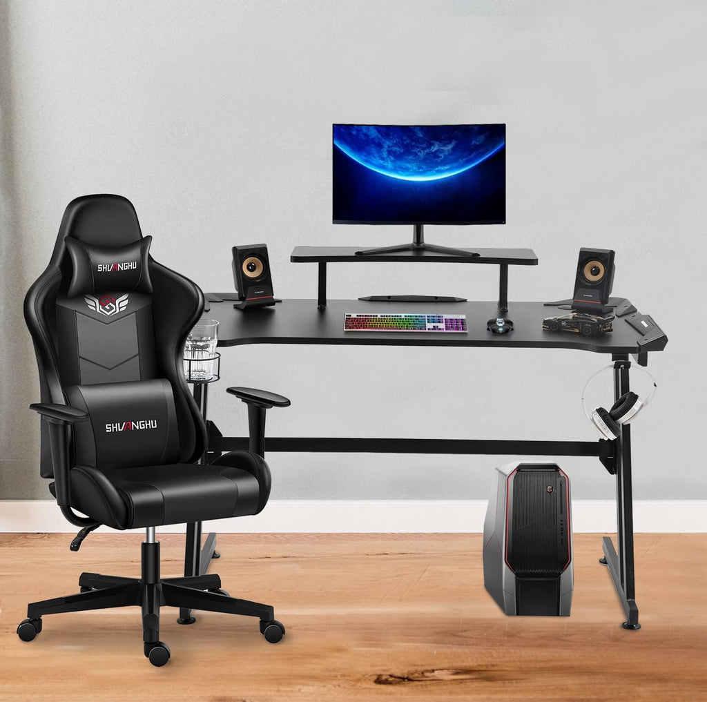 Black 47 Gaming Desk with Monitor Stand E8370