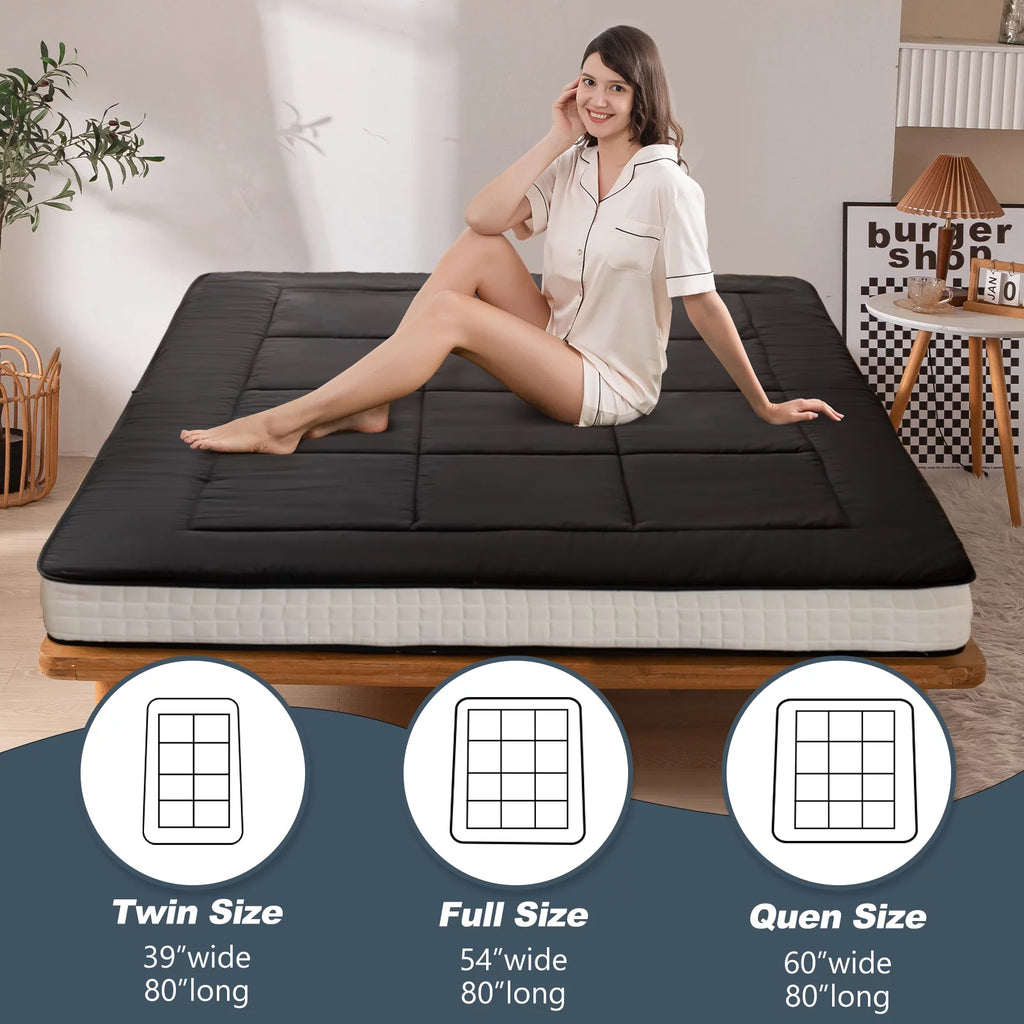 6" Extra Thick Foldable Floor Mattress, Black, Twin G24539