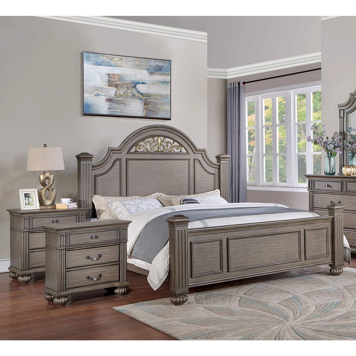 Grey Wood 3-Piece Eastern King Bedroom Set V3425
