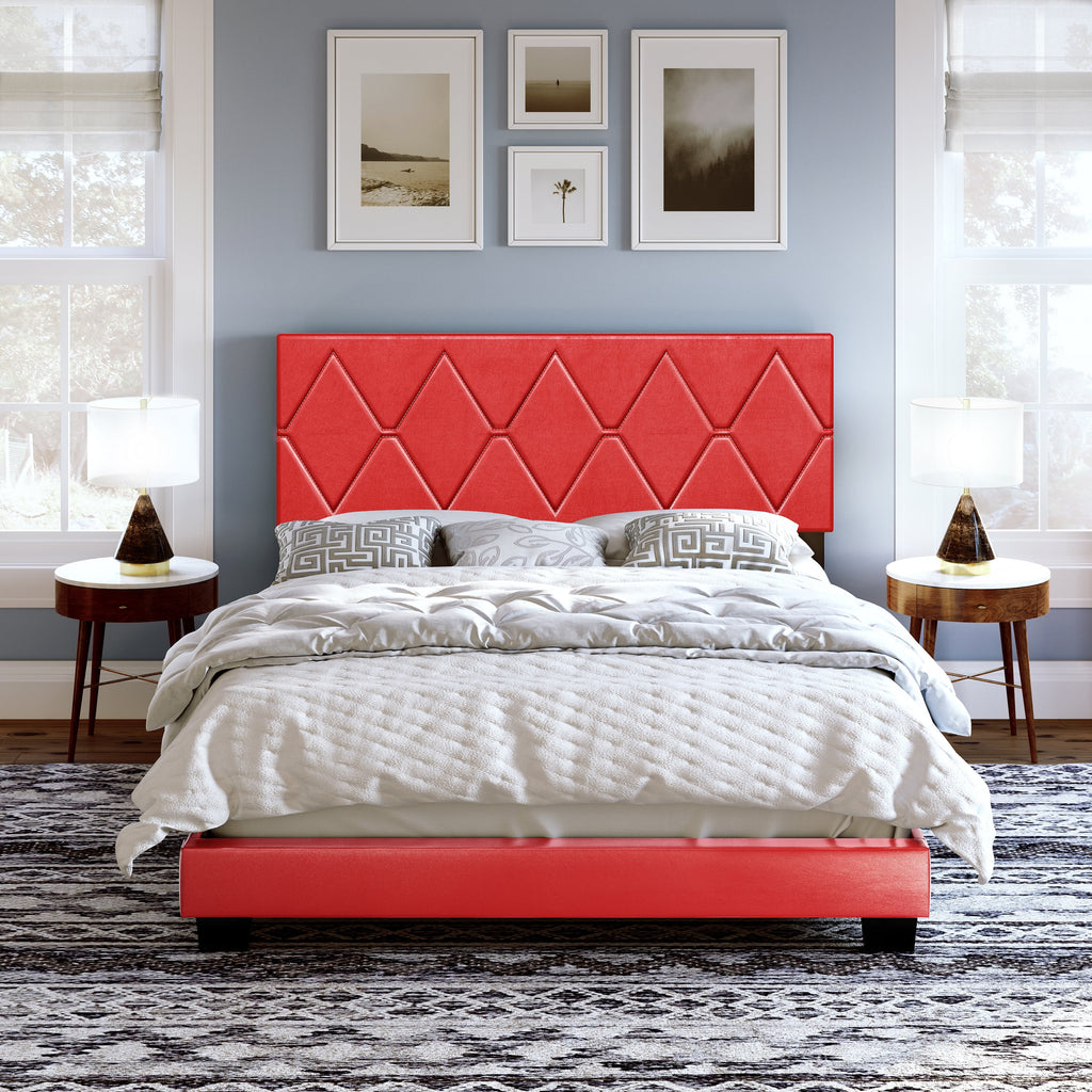 Queen Black Linen Platform Bed B882
