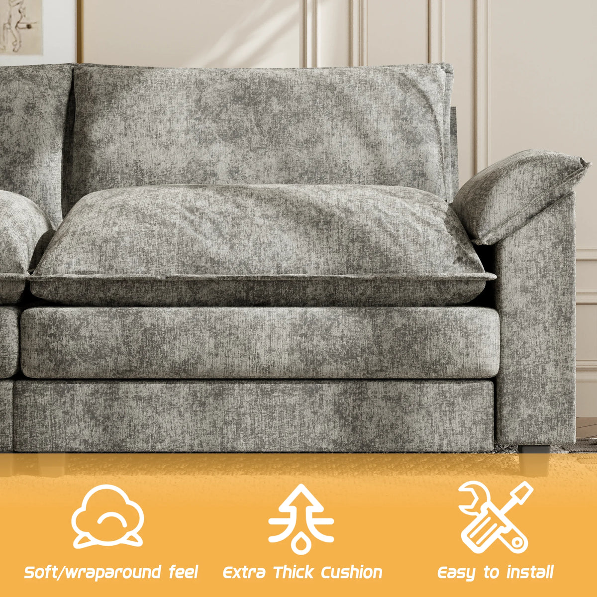 Oversized Modular Sectional Sofa with Ottomans O618