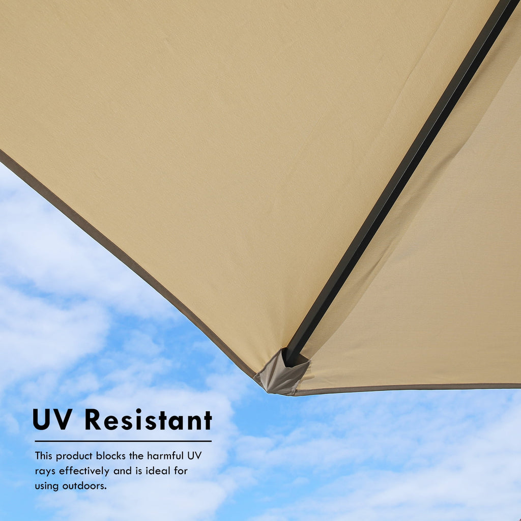 15 Foot Rectangular Double-Sided Patio Umbrella with Rolling Base M346590