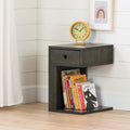 Black 1-Drawer Solid Wood Nightstand O6181