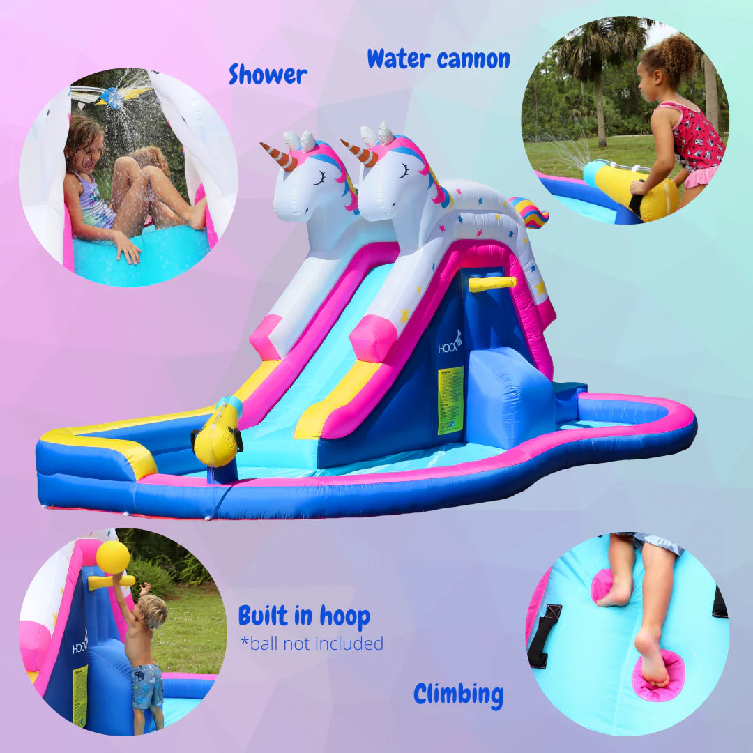 Giant Inflatable Unicorn Slide with Side Pool R321512