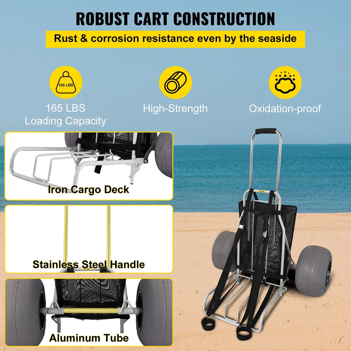 Folding Beach Cart with 12 TPU Balloon Wheels J732149
