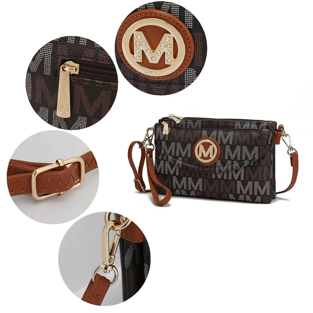 Beige Monogram Crossbody Handbag P1095