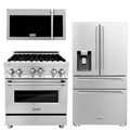 30 In. Dual Fuel Range, Refrigerator with Water and Ice Dispenser, Over the Range Microwave A194405
