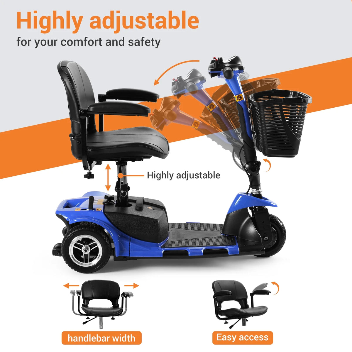 4 Wheels Portable Folding Power Mobility Scooter G566764