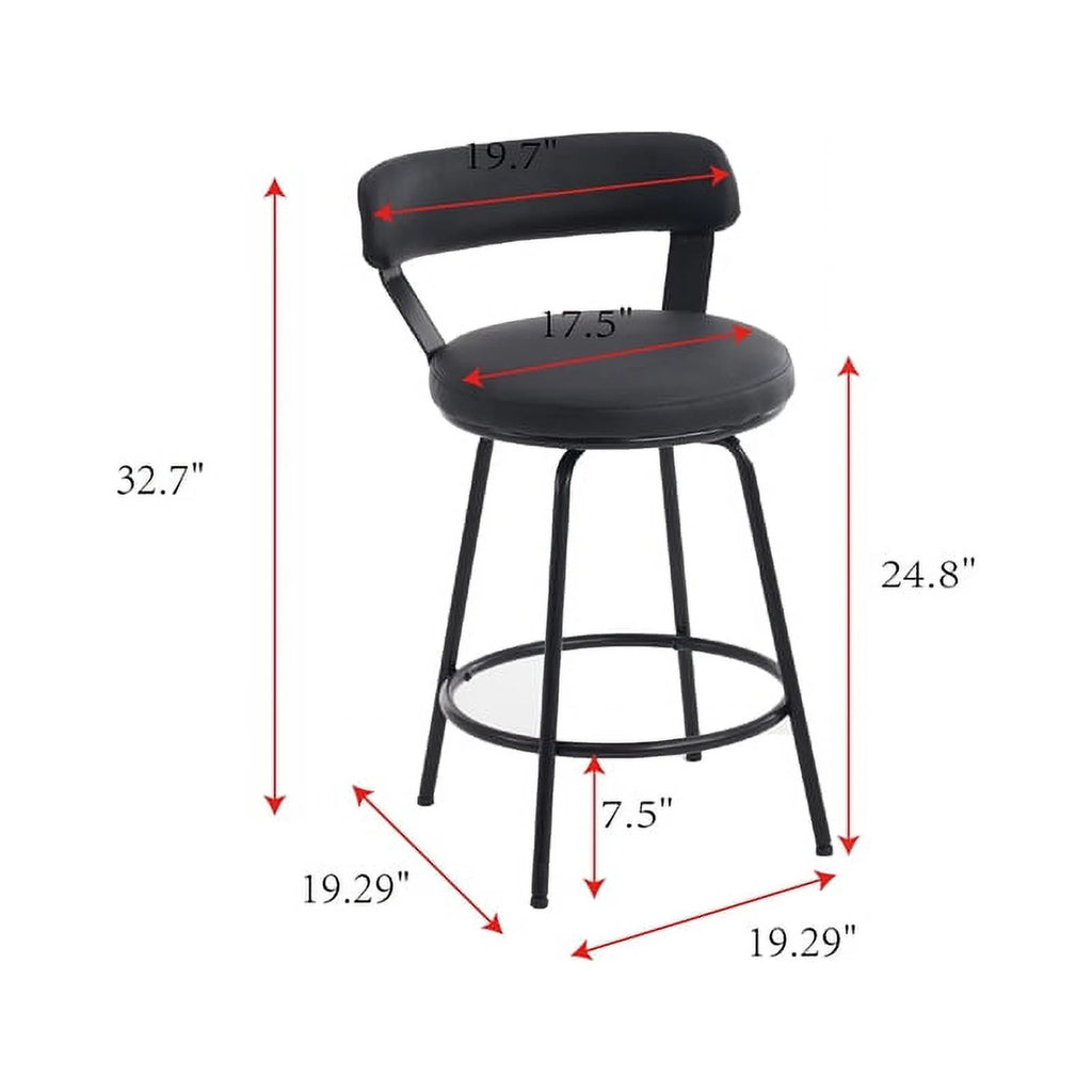 Black Faux Leather Swivel Counter Stool Set of 3 D89976