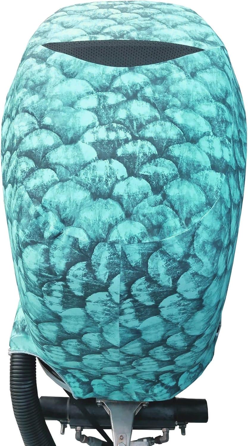 Blue Green Fish Scales Outboard Motor Cover N87122