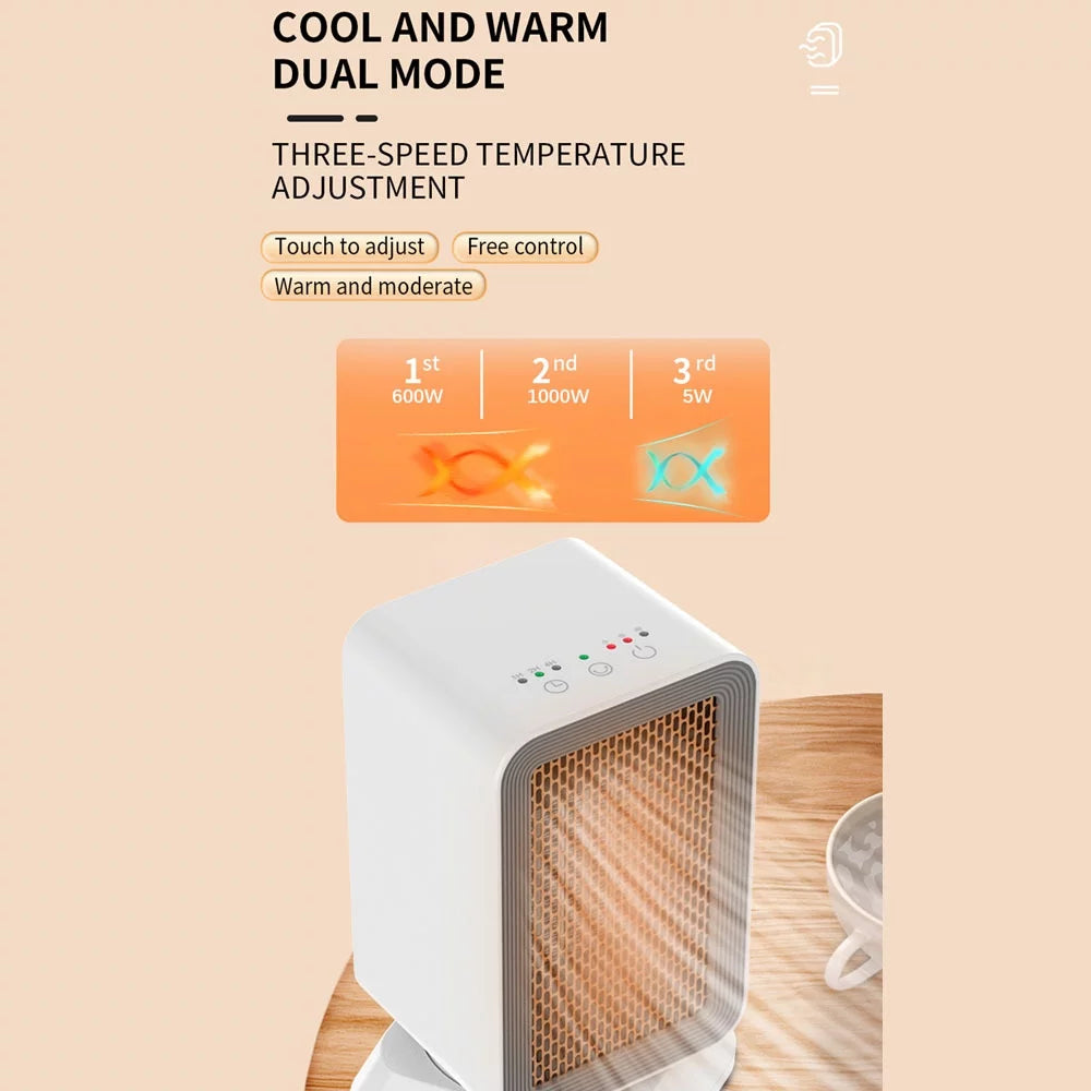 1000W PTC Oscillating Electric Space Heater with Timer O9070