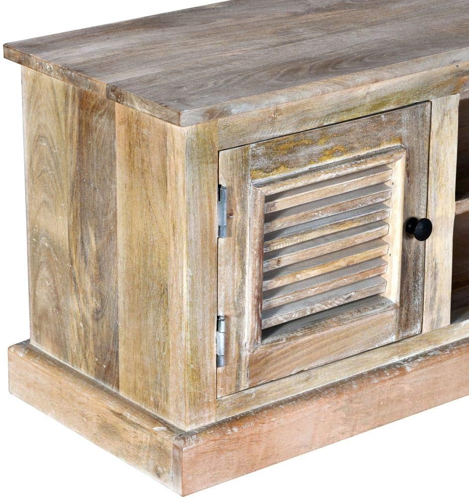 White Solid Mango Wood TV Cabinet 47.2x11.8x15.7 C9065