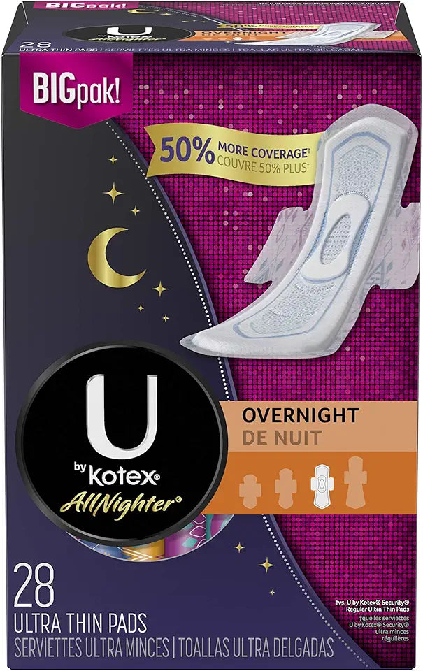 Ultra Thin Overnight Pads with Wings, Unscented, 28 Count G549