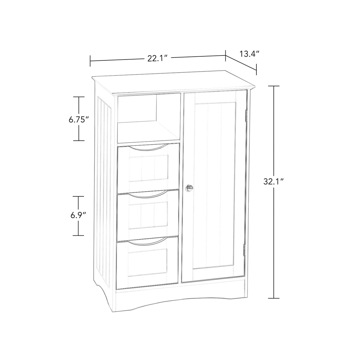 1 Door 3 Drawer Floor Cabinet N9848