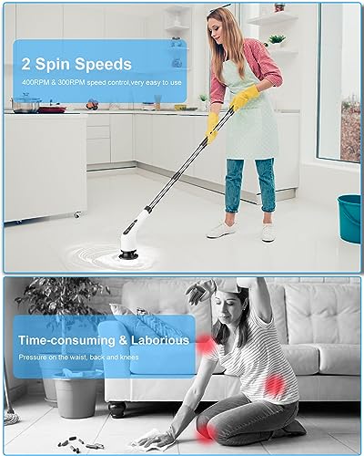 Cordless Electric Spin Scrubber with 8 Replaceable Brush Heads N27734
