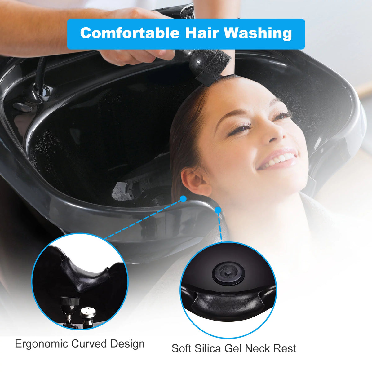 Shampoo Bowl with Vacuum Breaker and Neck Rest D9740