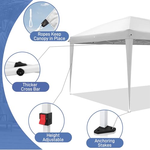 10'x20' Pop Up Canopy Tent with 6 Removable Sidewalls White M43876