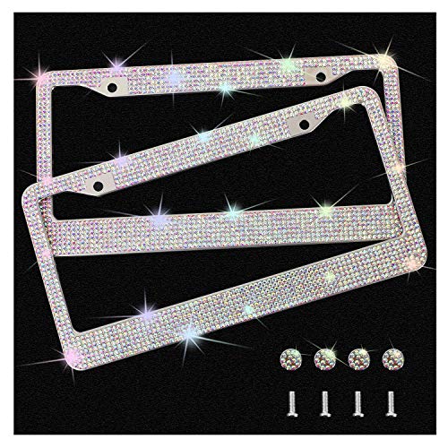2 Pack Rhinestone Stainless Steel License Plate Frames U1750