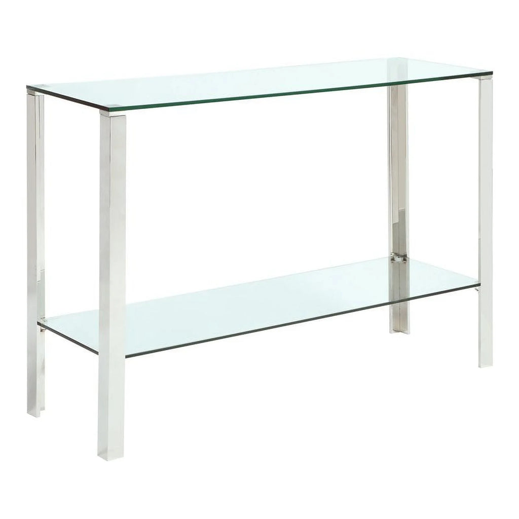 Clear Glass & Stainless Steel Sofa Table Q2907