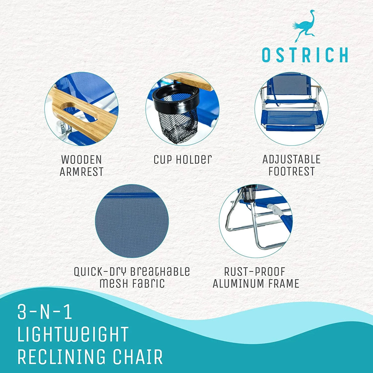 Lightweight Outdoor Beach Lounge Chair with Footrest C3774