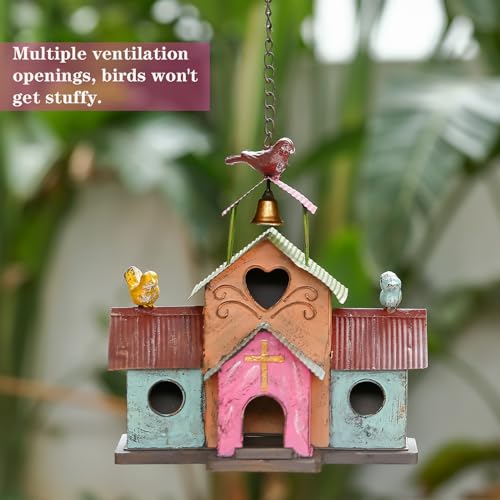 Large 4 Hole Metal Bird House with Bell M747