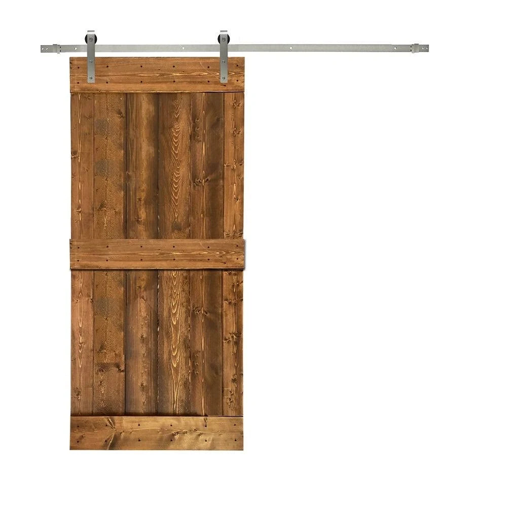 Stained Wooden Sliding Barn Door with Hardware Kit F636436