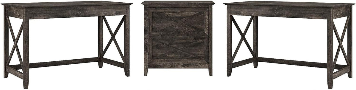 2 Person Desk Set with Lateral File Cabinet W795