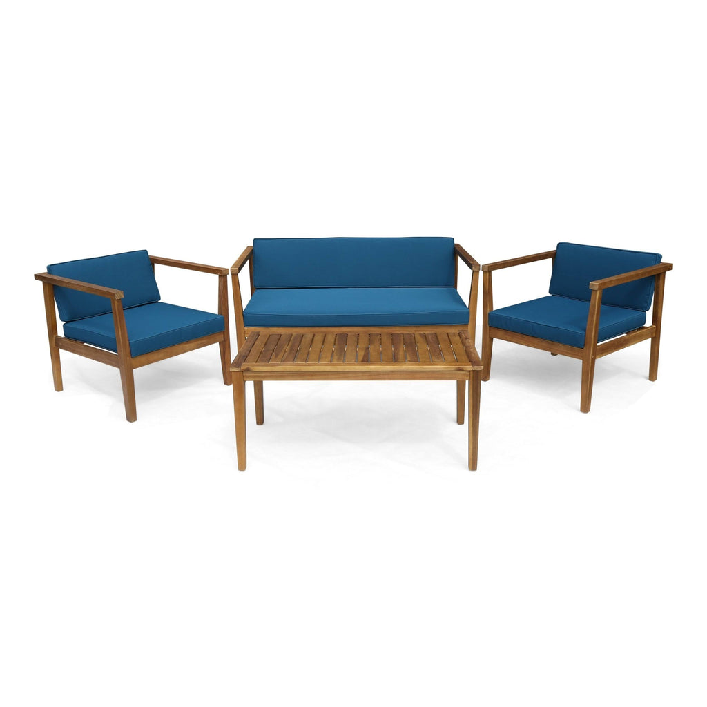 4-Seater Acacia Wood Chat Set with Coffee Table E463756