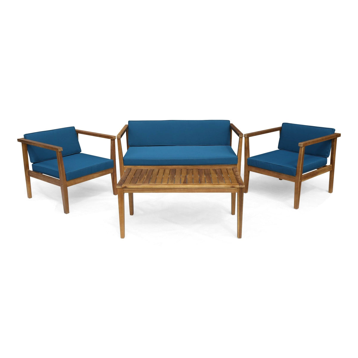 4-Seater Acacia Wood Chat Set with Coffee Table E463756
