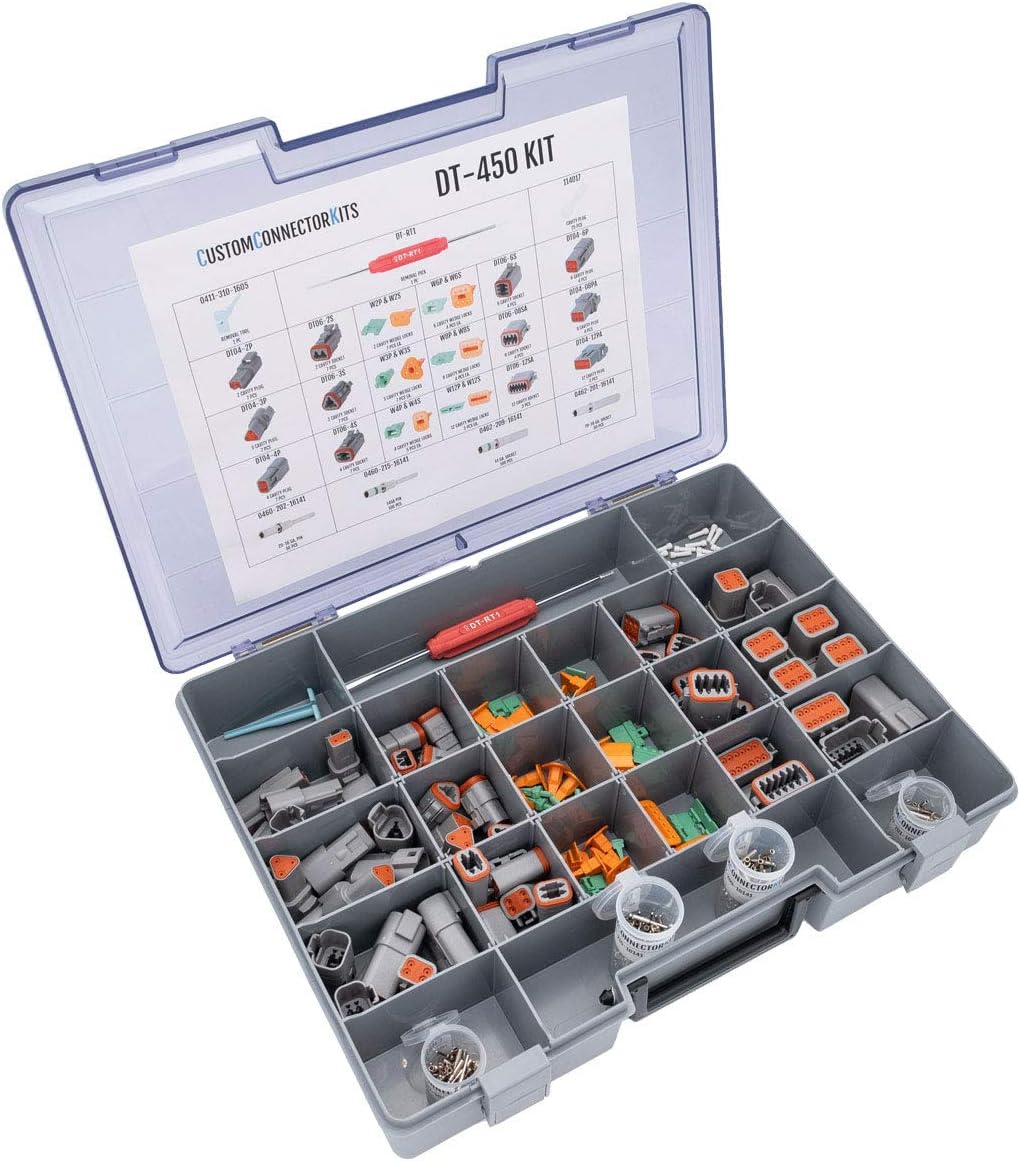 Gray Automotive Electrical Connectors 14-20 Gauge 450 Piece Kit with Crimp Tool O830775