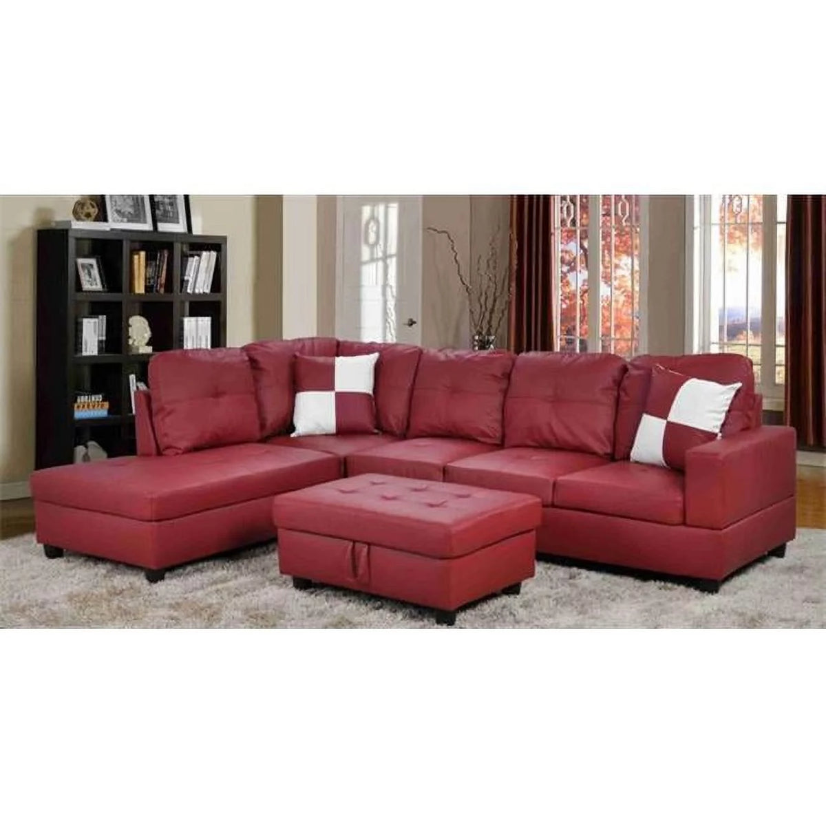 Red Left Hand Facing Sectional Sofa F6834