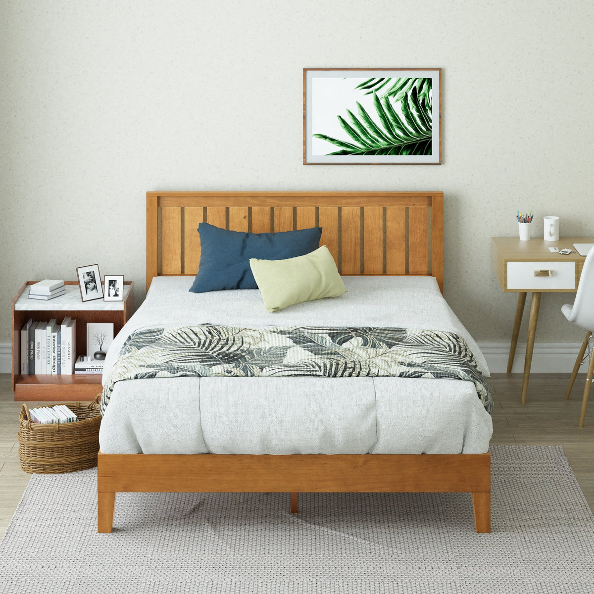 Queen Wood Platform Bed Frame with Headboard C6226