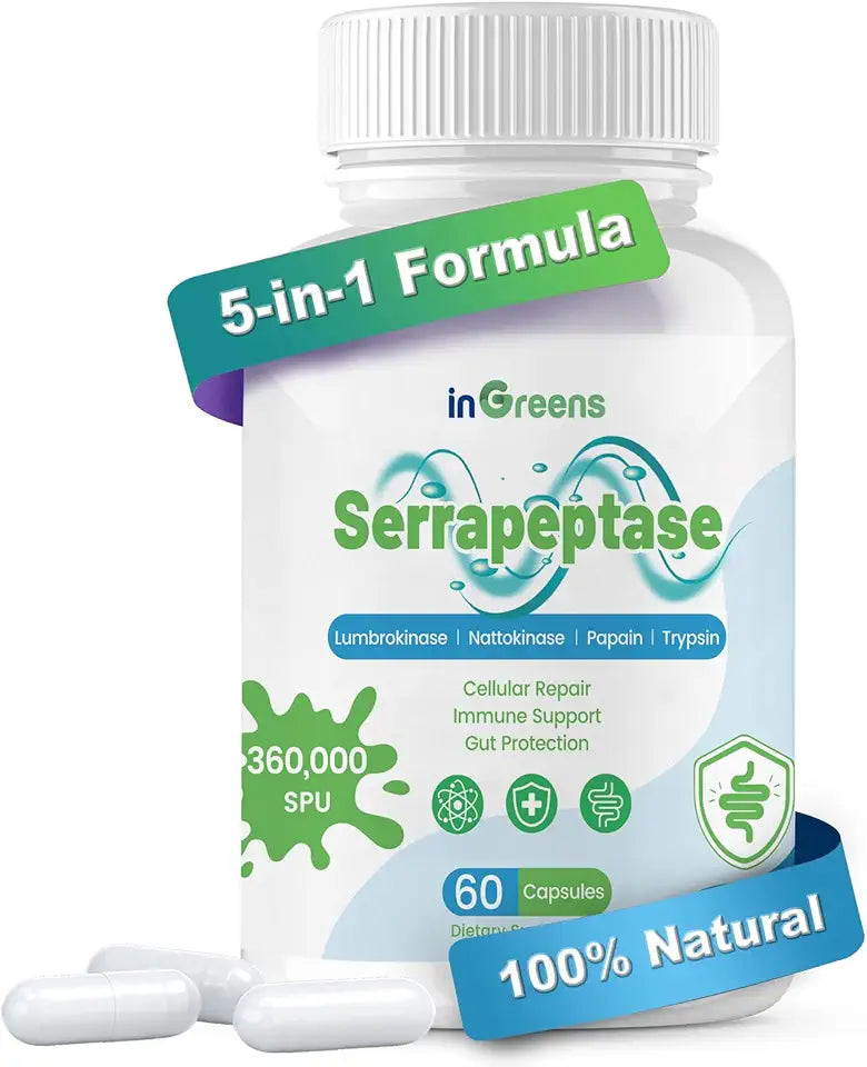 Serrapeptase Supplement 200,000 SPU 60 Capsules A718796