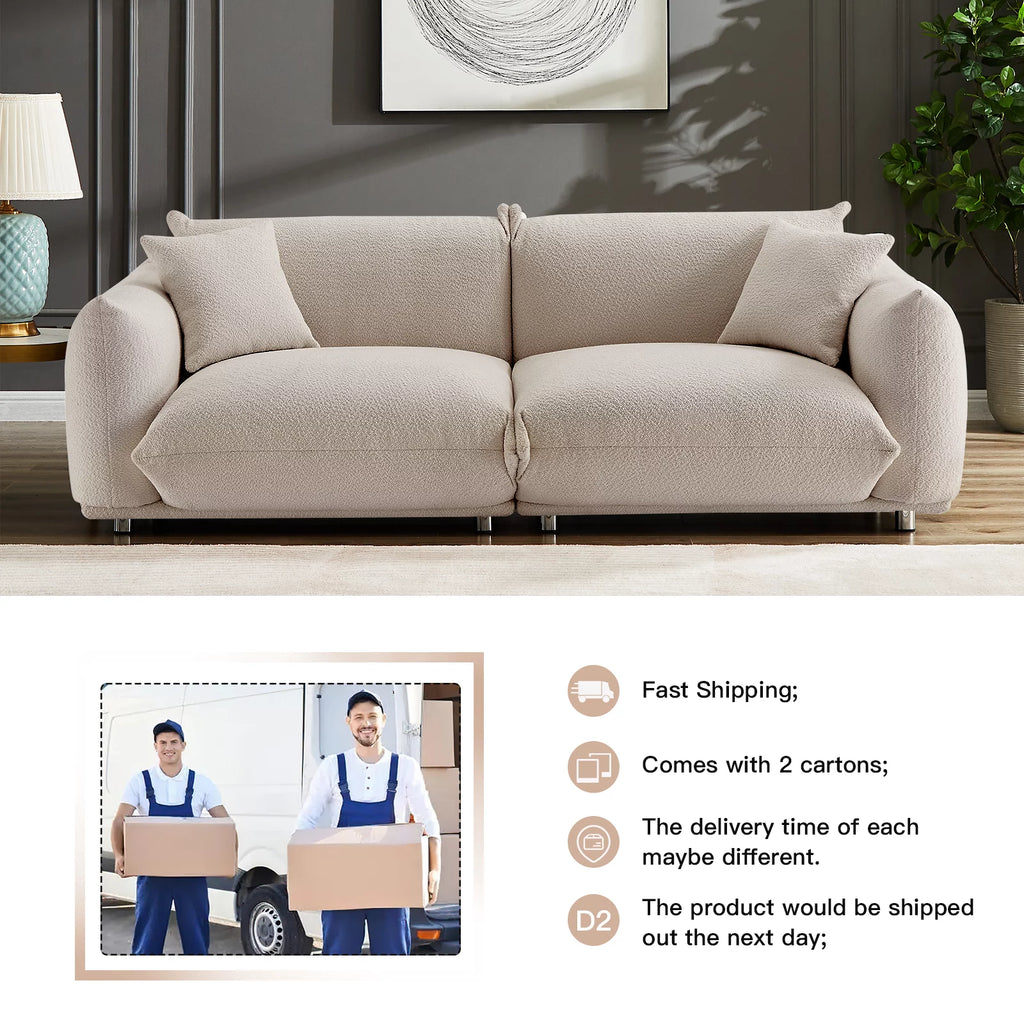 87" W Camel Lambswool 3 Seater Sofa with Metal Legs B8424