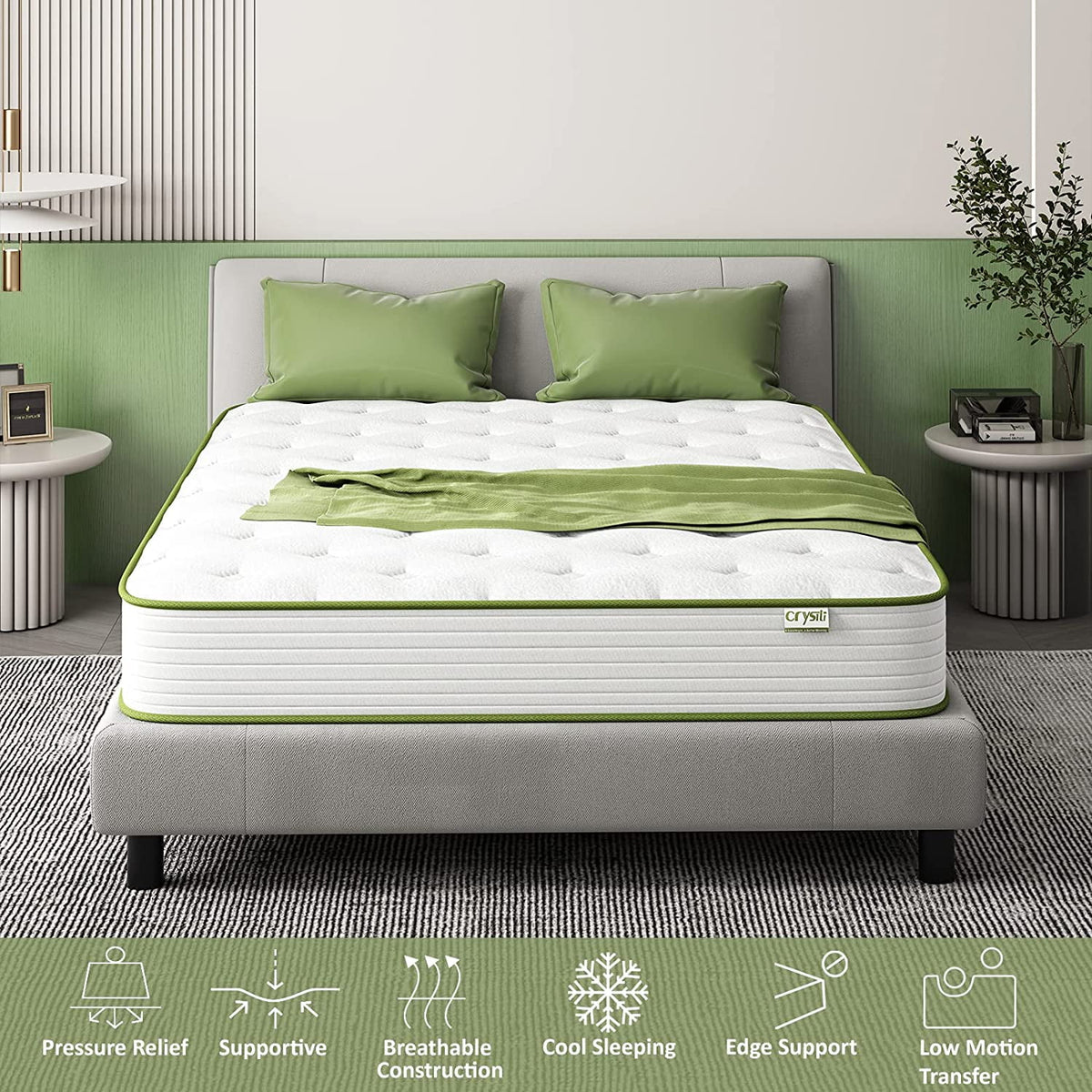12 Hybrid Twin Mattress Memory Foam with Wrapped Innersprings Medium Firm O595814