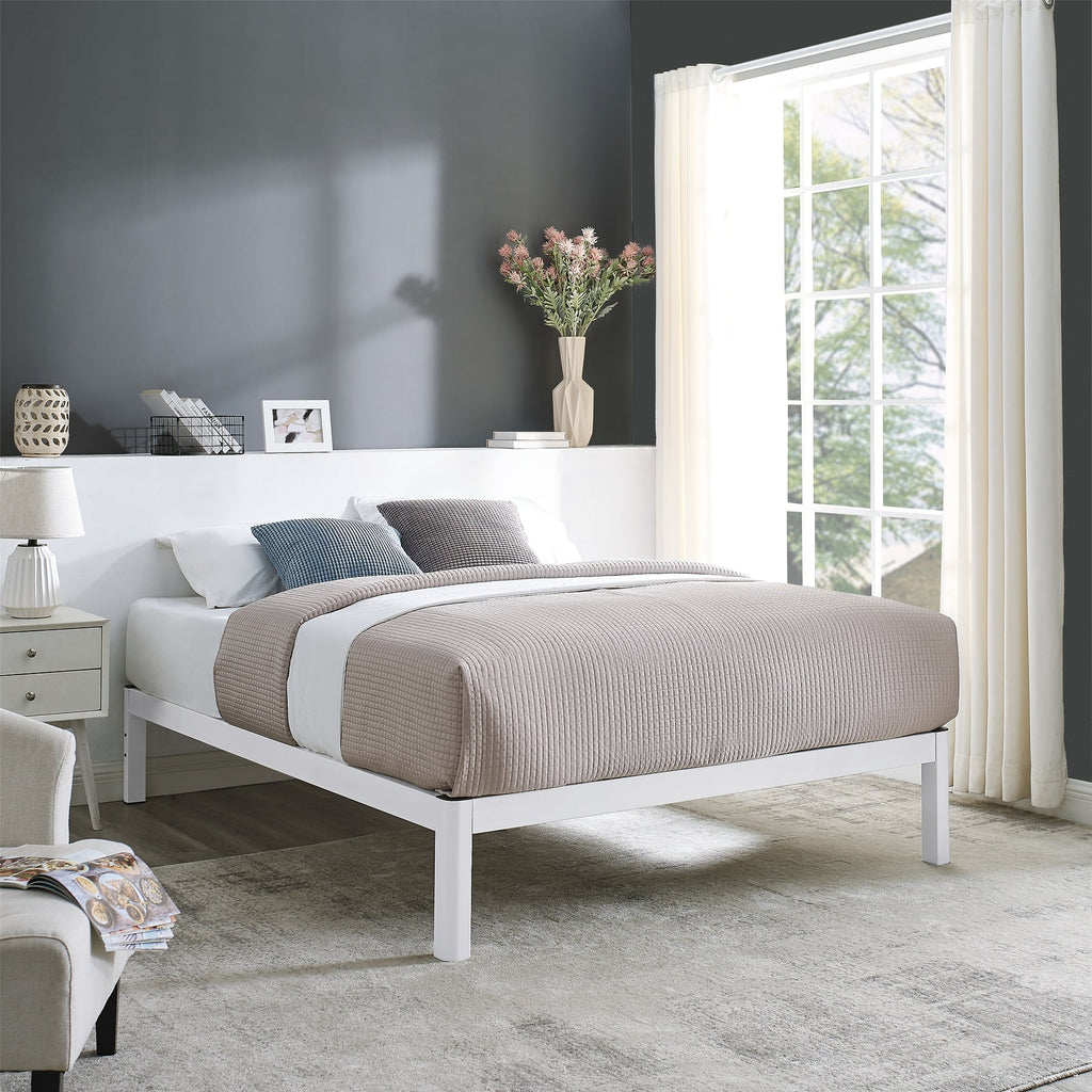 Queen Wood Slat Metal Platform Bed Frame J47507