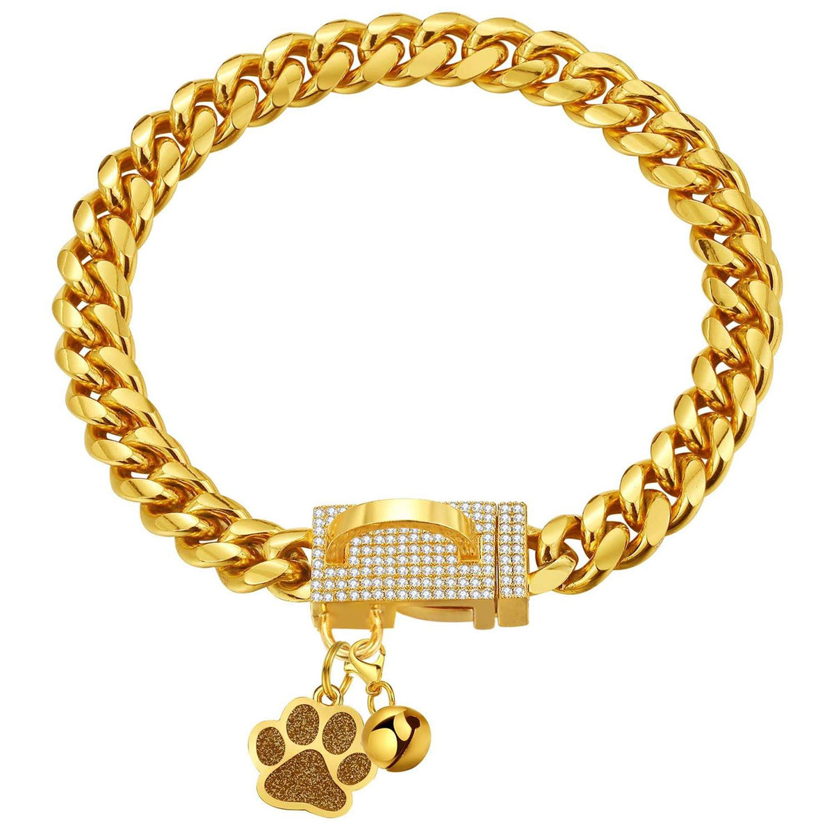 Gold Chain Dog Collar Stainless Steel W82110